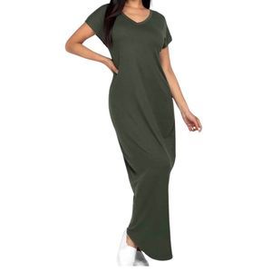 Maxi dress v neck short sleeve comfortable and versatile
